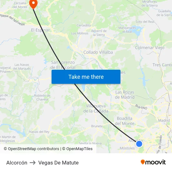 Alcorcón to Vegas De Matute map