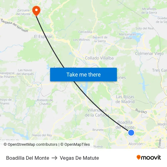 Boadilla Del Monte to Vegas De Matute map
