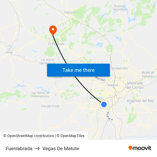 Fuenlabrada to Vegas De Matute map