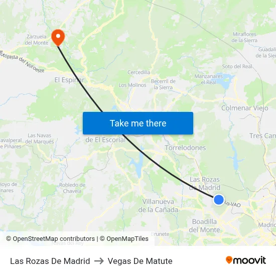 Las Rozas De Madrid to Vegas De Matute map