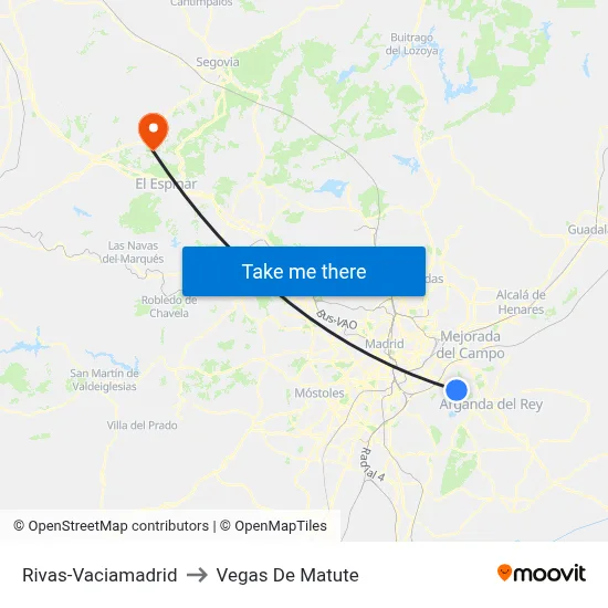 Rivas-Vaciamadrid to Vegas De Matute map
