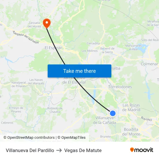 Villanueva Del Pardillo to Vegas De Matute map