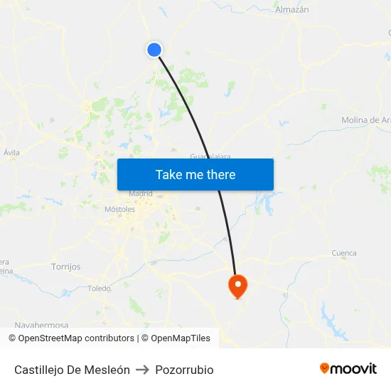 Castillejo De Mesleón to Pozorrubio map