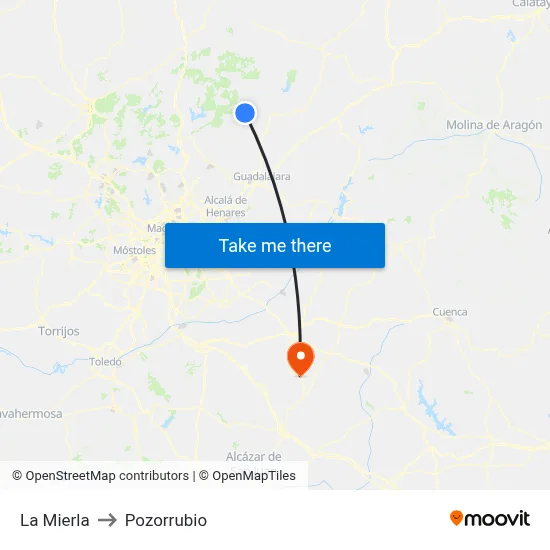 La Mierla to Pozorrubio map