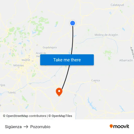 Sigüenza to Pozorrubio map
