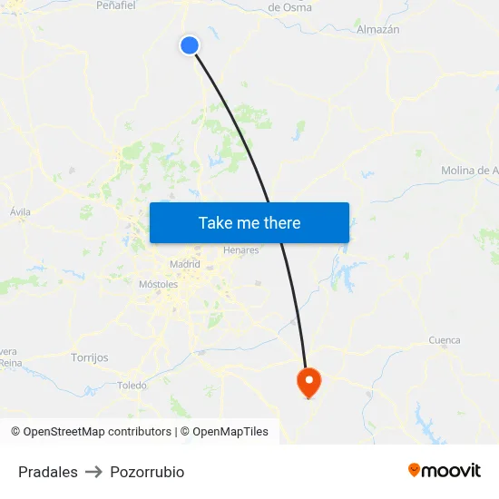 Pradales to Pozorrubio map