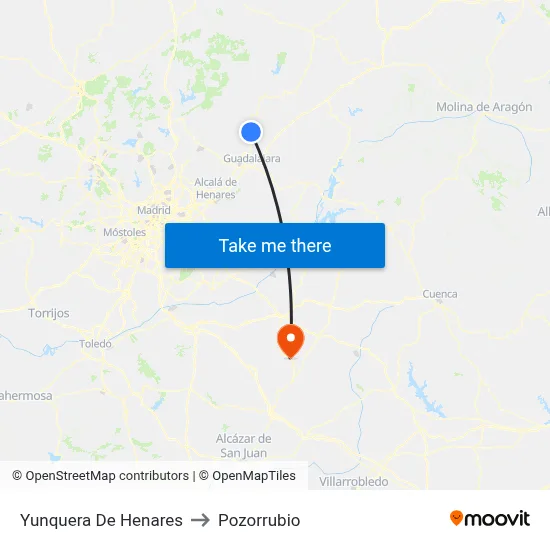 Yunquera De Henares to Pozorrubio map
