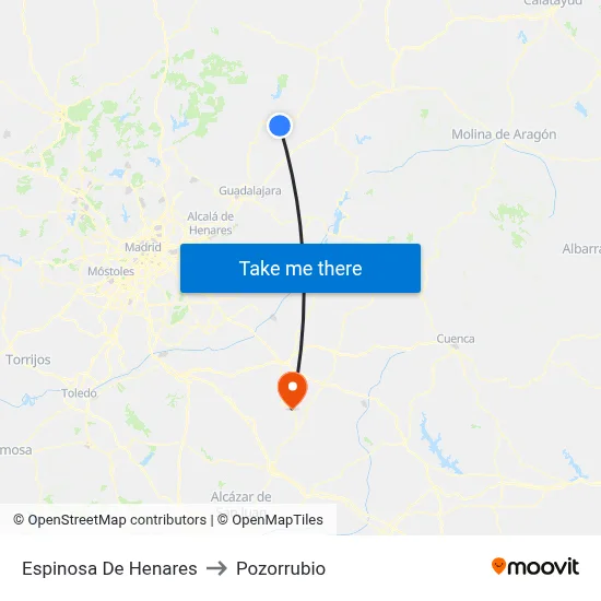 Espinosa De Henares to Pozorrubio map