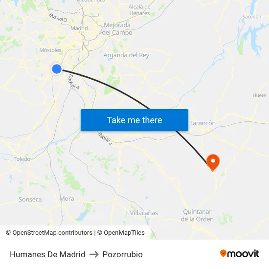 Humanes De Madrid to Pozorrubio map