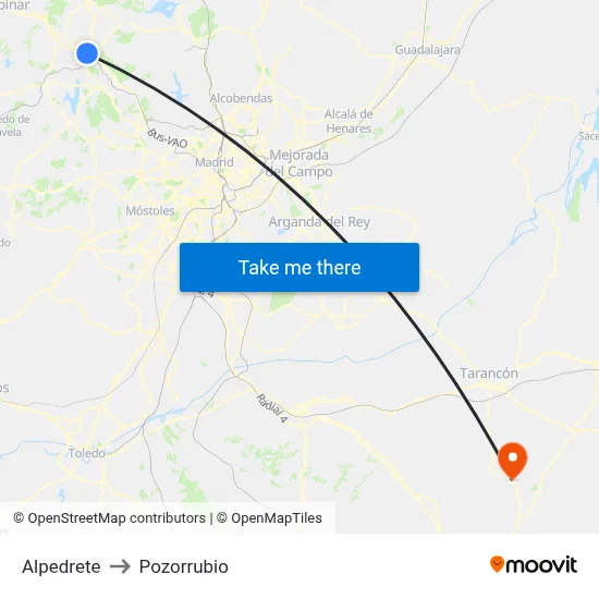 Alpedrete to Pozorrubio map