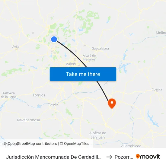 Jurisdicción Mancomunada De Cerdedilla Y Navacerrada to Pozorrubio map