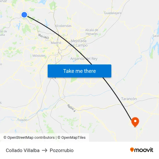 Collado Villalba to Pozorrubio map