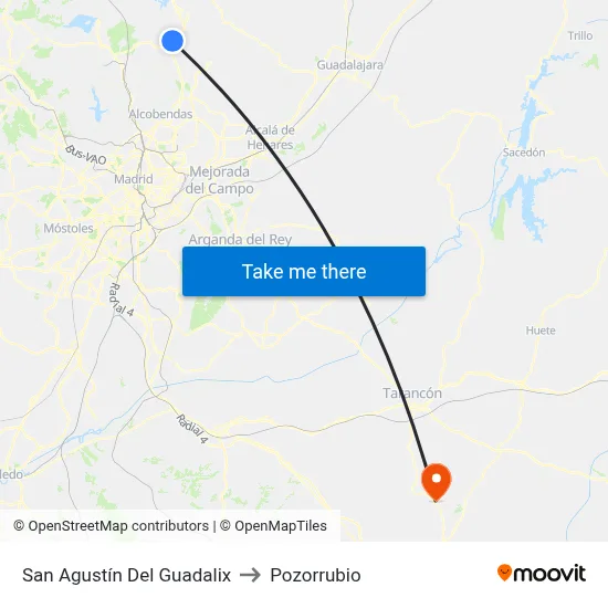 San Agustín Del Guadalix to Pozorrubio map