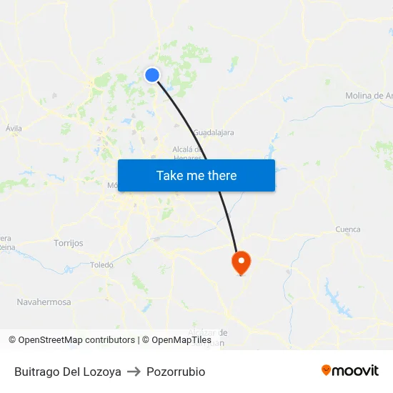 Buitrago Del Lozoya to Pozorrubio map