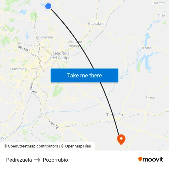 Pedrezuela to Pozorrubio map