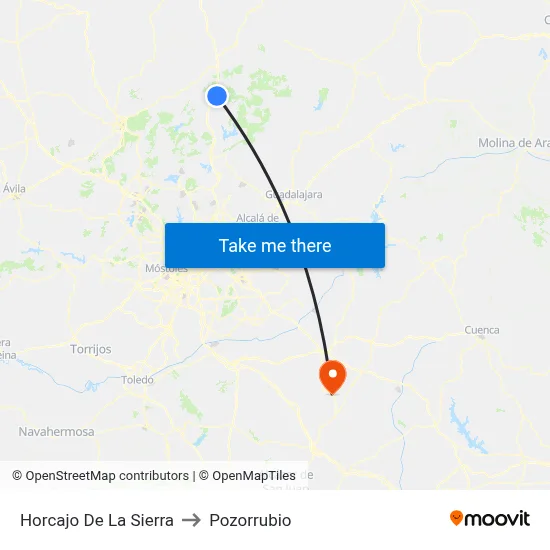Horcajo De La Sierra to Pozorrubio map