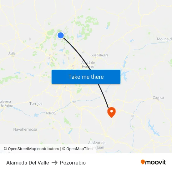 Alameda Del Valle to Pozorrubio map