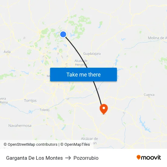 Garganta De Los Montes to Pozorrubio map