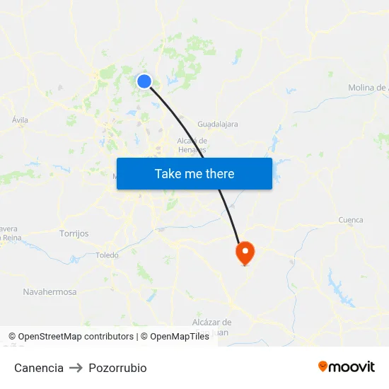 Canencia to Pozorrubio map