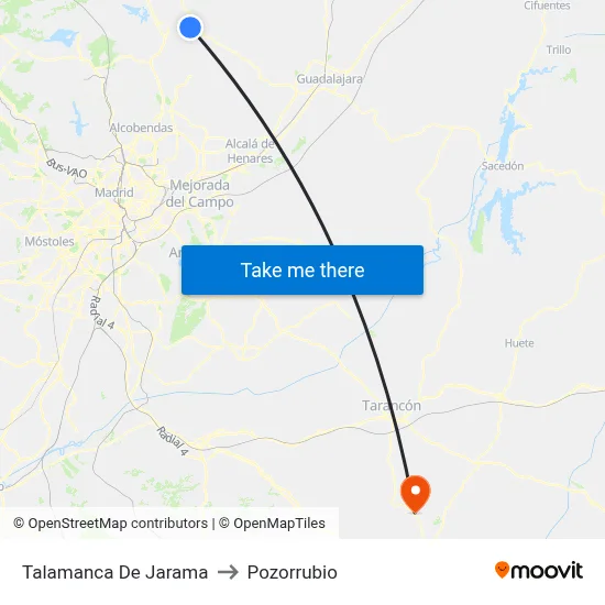 Talamanca De Jarama to Pozorrubio map