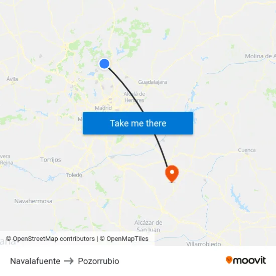 Navalafuente to Pozorrubio map