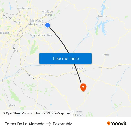 Torres De La Alameda to Pozorrubio map