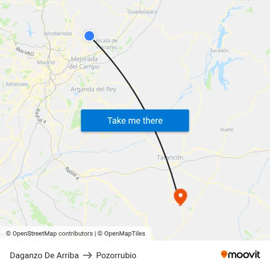 Daganzo De Arriba to Pozorrubio map