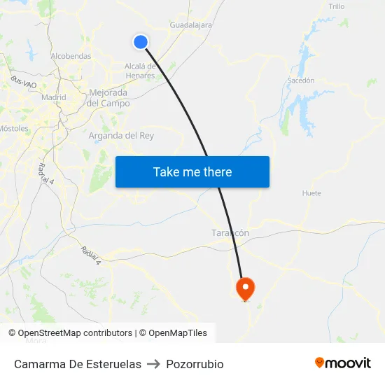 Camarma De Esteruelas to Pozorrubio map