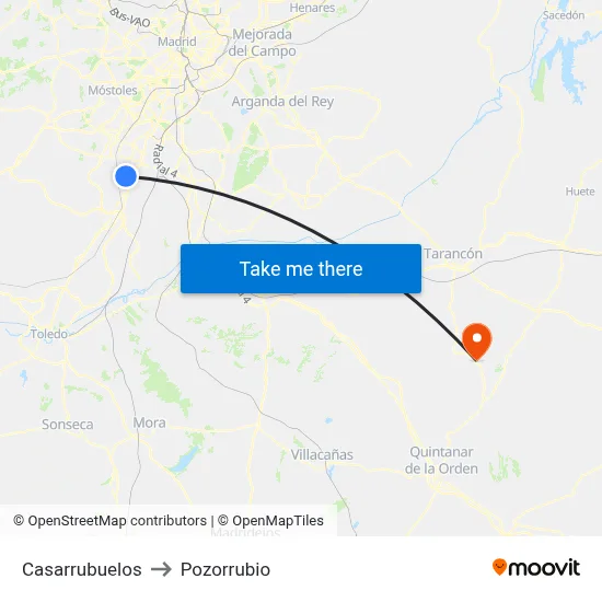 Casarrubuelos to Pozorrubio map