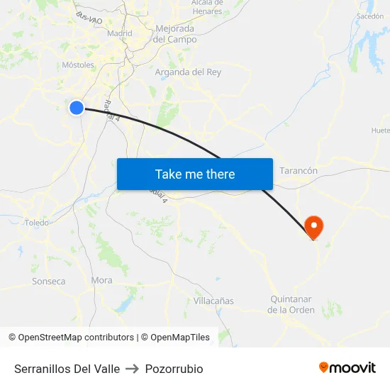 Serranillos Del Valle to Pozorrubio map