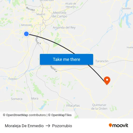 Moraleja De Enmedio to Pozorrubio map