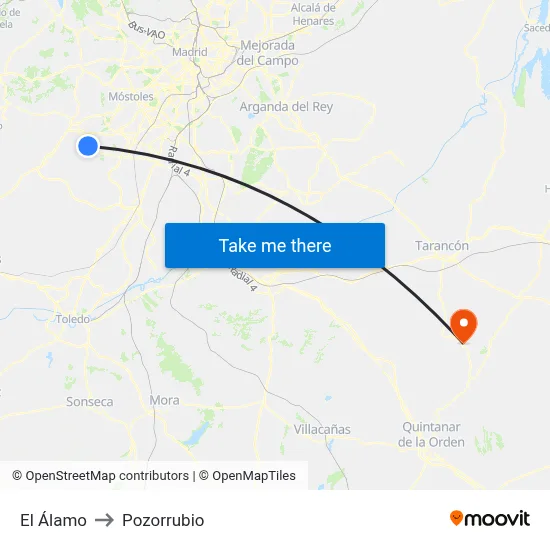 El Álamo to Pozorrubio map