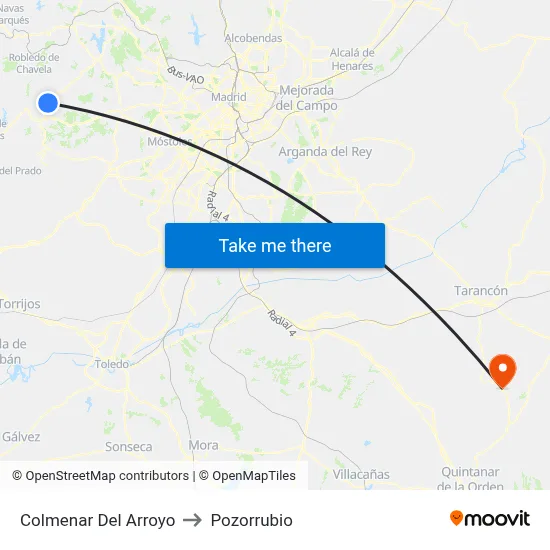 Colmenar Del Arroyo to Pozorrubio map