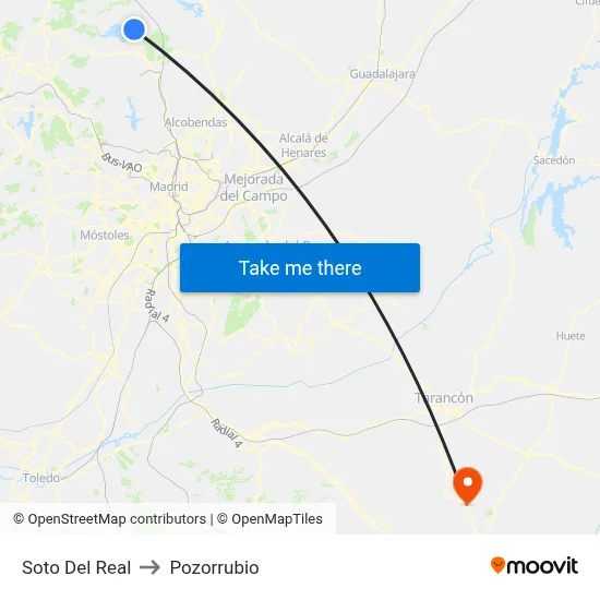 Soto Del Real to Pozorrubio map