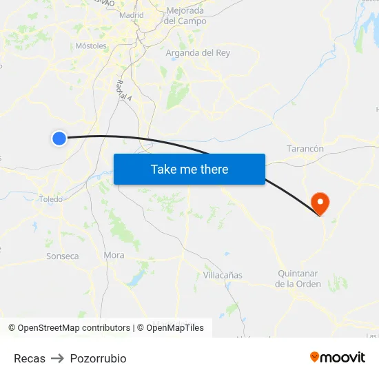 Recas to Pozorrubio map