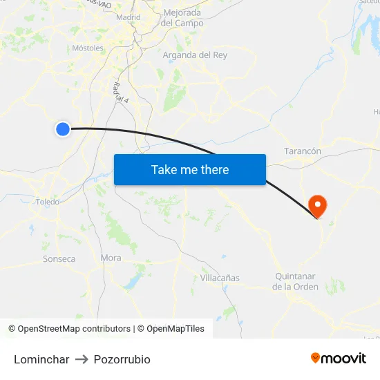 Lominchar to Pozorrubio map