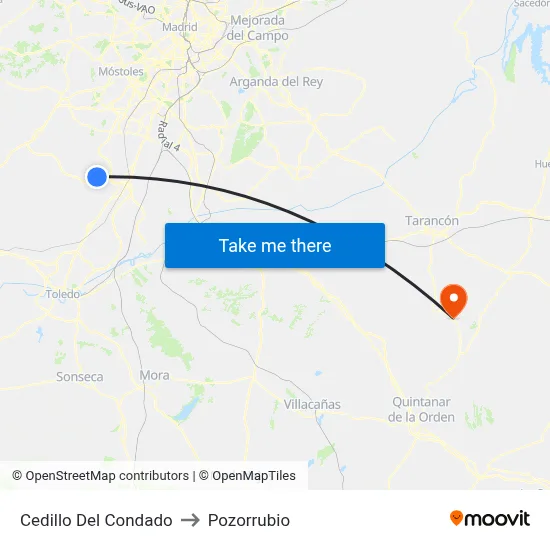 Cedillo Del Condado to Pozorrubio map