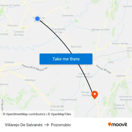Villarejo De Salvanés to Pozorrubio map