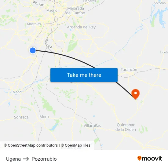 Ugena to Pozorrubio map