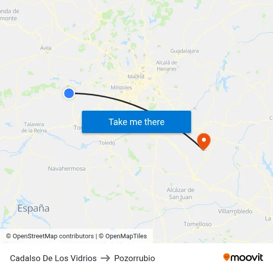 Cadalso De Los Vidrios to Pozorrubio map