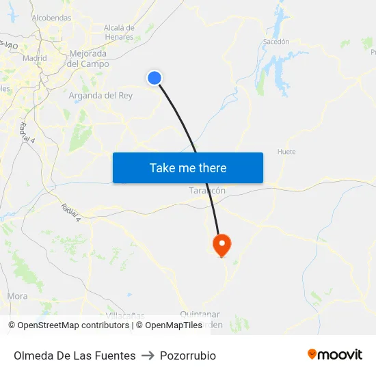 Olmeda De Las Fuentes to Pozorrubio map