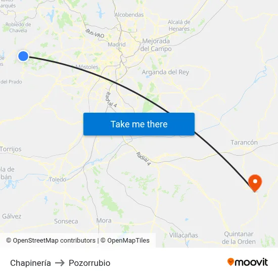 Chapinería to Pozorrubio map
