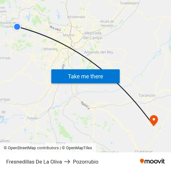 Fresnedillas De La Oliva to Pozorrubio map