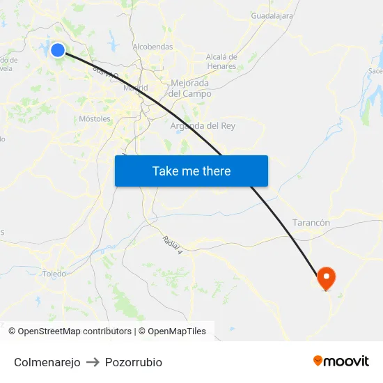 Colmenarejo to Pozorrubio map