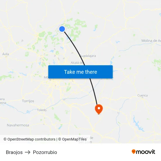 Braojos to Pozorrubio map