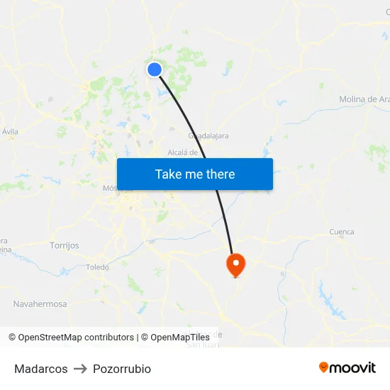 Madarcos to Pozorrubio map