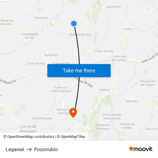 Leganiel to Pozorrubio map