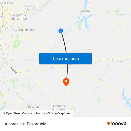 Albares to Pozorrubio map