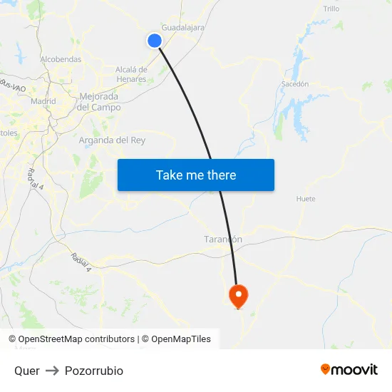 Quer to Pozorrubio map