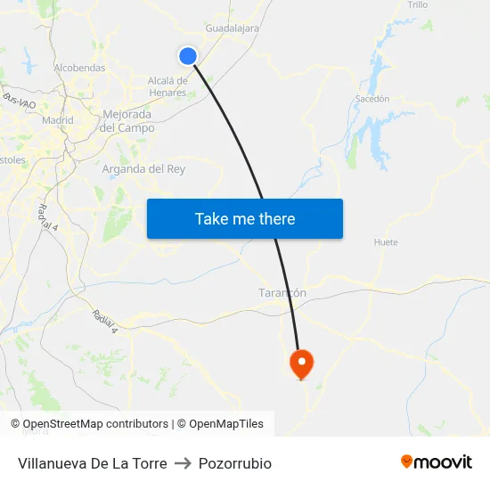 Villanueva De La Torre to Pozorrubio map